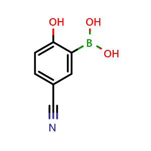 Chemical structure of 5-Cyano-2-hydroxyphenylboronic acid , CAS 1256355-57-3, AChemBlock U140089