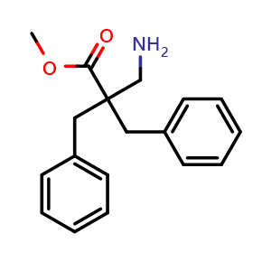 Chemical structure of methyl 3-amino-2,2-dibenzylpropanoate , CAS 125469-89-8, AChemBlock U140094
