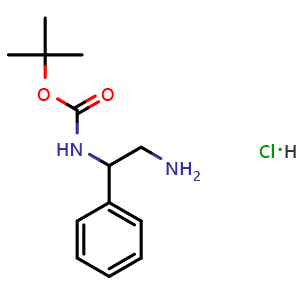 Chemical structure of 2-(Boc-amino)-2-phenylethylamine hydrochloride , CAS 1253955-71-3, AChemBlock U140098