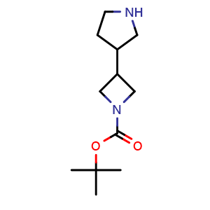 Chemical structure of tert-butyl 3-(pyrrolidin-3-yl)azetidine-1-carboxylate , CAS 1251019-03-0, AChemBlock U140107