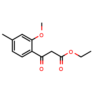 Chemical structure of Ethyl 3-(2-Methoxy-4-methylphenyl)-3-oxopropanoate , CAS 125041-96-5, AChemBlock U140114