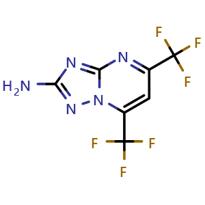 Chemical structure of 2-Amino-5,7-bis(trifluoromethyl)-[1,2,4]triazolo[1,5-a]pyrimidine , CAS 124961-84-8, AChemBlock U140120