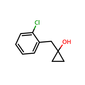 Chemical structure of 1-(2-Chlorobenzyl)cyclopropanol , CAS 1249457-49-5, AChemBlock U140123