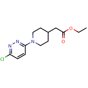 Chemical structure of Ethyl 2-[1-(6-Chloro-3-pyridazinyl)-4-piperidyl]acetate , CAS 1246471-48-6, AChemBlock U140136