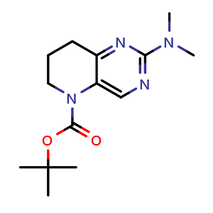 Chemical structure of 5-Boc-2-(dimethylamino)-5,6,7,8-tetrahydropyrido[3,2-d]pyrimidine , CAS 1246471-35-1, AChemBlock U140139