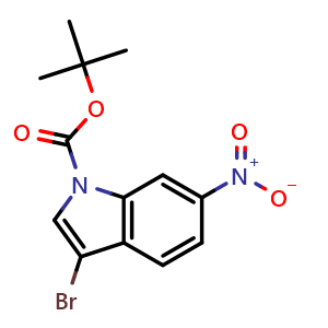 Chemical structure of N-Boc-3-bromo-6-nitroindole , CAS 1246471-29-3, AChemBlock U140141