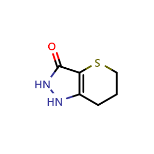 Chemical structure of 1,2,6,7-Tetrahydrothiopyrano[3,2-c]pyrazol-3(5H)-one , CAS 124187-74-2, AChemBlock U140159
