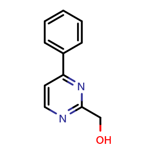 Chemical structure of 2-(Hydroxymethyl)-4-phenylpyrimidine , CAS 1240601-57-3, AChemBlock U140160