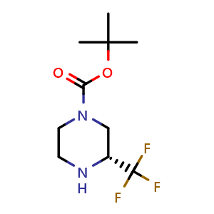 Chemical structure of tert-butyl (R)-3-(trifluoromethyl)piperazine-1-carboxylate , CAS 1240587-88-5, AChemBlock U140161