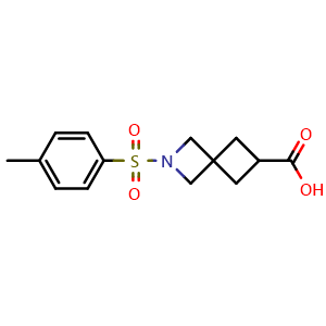 Chemical structure of 2-tosyl-2-azaspiro[3.3]heptane-6-carboxylic acid , CAS 1237542-12-9, AChemBlock U140166
