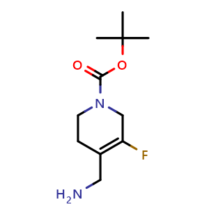 Chemical structure of 1-Boc-5-fluoro-1,2,3,6-tetrahydropyridine-4-methanamine , CAS 1237526-41-8, AChemBlock U140167