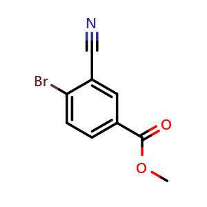 Chemical structure of Methyl 4-Bromo-3-cyanobenzoate , CAS 1232424-44-0, AChemBlock U140187