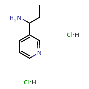Chemical structure of 1-(3-Pyridyl)-1-propylamine Dihydrochloride , CAS 1228879-41-1, AChemBlock U140198