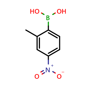 Chemical structure of 2-Methyl-4-nitrophenylboronic acid , CAS 1228829-54-6, AChemBlock U140199
