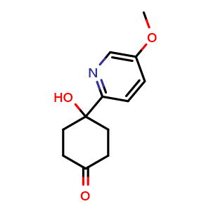 Chemical structure of 4-Hydroxy-4-(5-methoxy-2-pyridyl)cyclohexanone , CAS 1228652-20-7, AChemBlock U140201