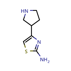 Chemical structure of 2-Amino-4-(3-pyrrolidinyl)thiazole , CAS 122829-15-6, AChemBlock U140204