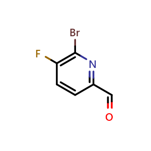 Chemical structure of 6-Bromo-5-fluoropyridine-2-carbaldehyde , CAS 1227605-60-8, AChemBlock U140208