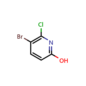 Chemical structure of 5-Bromo-6-chloropyridin-2-ol , CAS 1227603-81-7, AChemBlock U140209