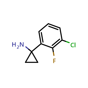 Chemical structure of 1-(3-Chloro-2-fluorophenyl)cyclopropanamine , CAS 1227418-16-7, AChemBlock U140219