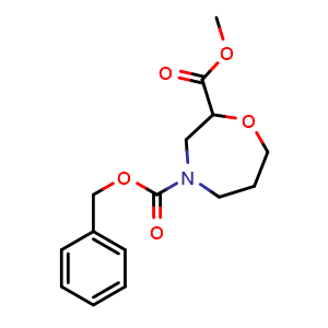 Chemical structure of 4-benzyl 2-methyl 1,4-oxazepane-2,4-dicarboxylate , CAS 1226776-84-6, AChemBlock U140231