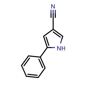 Chemical structure of 5-Phenyl-1H-pyrrole-3-carbonitrile , CAS 122453-85-4, AChemBlock U140243