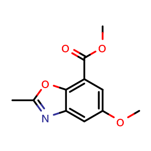 Chemical structure of Methyl 5-Methoxy-2-methylbenzoxazole-7-carboxylate , CAS 1221792-76-2, AChemBlock U140247