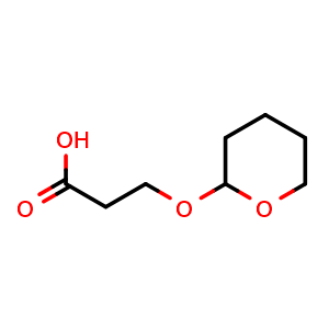 Chemical structure of 3-[(2-Tetrahydropyranyl)oxy]propanoic acid , CAS 1221443-23-7, AChemBlock U140250