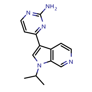 Chemical structure of 2-Amino-4-(1-isopropyl-3-pyrrolo[2,3-c]pyridyl)pyrimidine , CAS 1221153-78-1, AChemBlock U140253