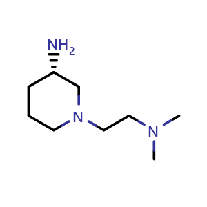 Chemical structure of (S)-1-[2-(Dimethylamino)ethyl]piperidin-3-amine , CAS 1218442-66-0, AChemBlock U140264