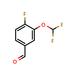 Chemical structure of 3-(Difluoromethoxy)-4-fluorobenzaldehyde , CAS 1214367-20-0, AChemBlock U140279