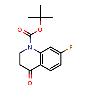 Chemical structure of N-Boc-7-fluoro-3,4-dihydroquinoline-4(2H)-one , CAS 1211594-21-6, AChemBlock U140288