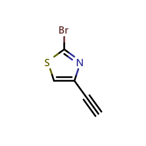 Chemical structure of 2-Bromo-4-ethynylthiazole , CAS 1211520-19-2, AChemBlock U140298