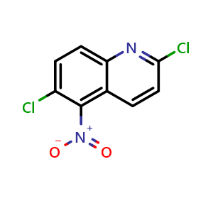 Chemical structure of 2,6-dichloro-5-nitroquinoline , CAS 1209246-34-3, AChemBlock U140304