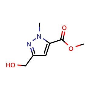 Chemical structure of methyl 5-(hydroxymethyl)-2-methyl-pyrazole-3-carboxylate , CAS 1208081-25-7, AChemBlock U140307