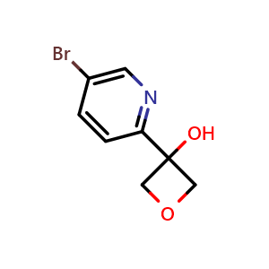 Chemical structure of 3-(5-Bromo-2-pyridyl)-3-oxetanol , CAS 1207758-80-2, AChemBlock U140311