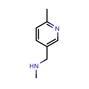 Chemical structure of 2-Methyl-5-[(methylamino)methyl]pyridine , CAS 120740-02-5, AChemBlock U140313