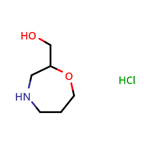 Chemical structure of 2-(Hydroxymethyl)homomorpholine hydrochloride , CAS 1207194-51-1, AChemBlock U140315