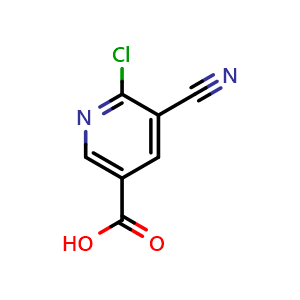 Chemical structure of 6-Chloro-5-cyanonicotinic acid , CAS 1206969-20-1, AChemBlock U140321