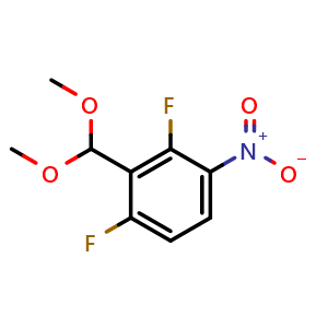 Chemical structure of 2-(Dimethoxymethyl)-1,3-difluoro-4-nitrobenzene , CAS 1203662-90-1, AChemBlock U140337