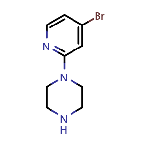 Chemical structure of 1-(4-Bromo-2-pyridyl)piperazine , CAS 1201643-59-5, AChemBlock U140348