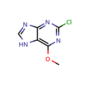 Chemical structure of 2-Chloro-6-methoxypurine , CAS 1198-46-5, AChemBlock U140358