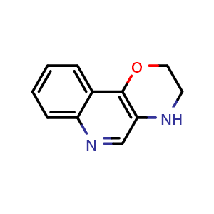 Chemical structure of 3,4-Dihydro-2H-[1,4]oxazino[3,2-c]quinoline , CAS 1198154-31-2, AChemBlock U140359