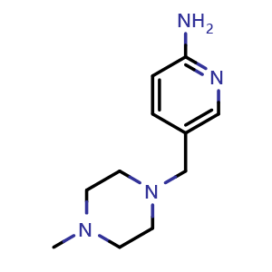 Chemical structure of 2-Amino-5-[(4-methyl-1-piperazinyl)methyl]pyridine , CAS 1197333-44-0, AChemBlock U140364