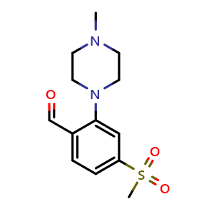 Chemical structure of 2-(4-Methyl-1-piperazinyl)-4-(methylsulfonyl)benzaldehyde , CAS 1197193-37-5, AChemBlock U140371