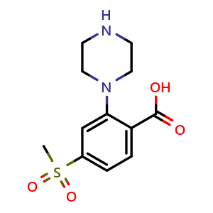 Chemical structure of 4-(Methylsulfonyl)-2-piperazinobenzoic acid , CAS 1197193-32-0, AChemBlock U140374