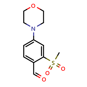 Chemical structure of 2-(Methylsulfonyl)-4-morpholinobenzaldehyde , CAS 1197193-29-5, AChemBlock U140376