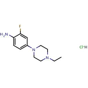 Chemical structure of 4-(4-Ethyl-1-piperazinyl)-2-fluoroaniline hydrochloride , CAS 1197193-28-4, AChemBlock U140377