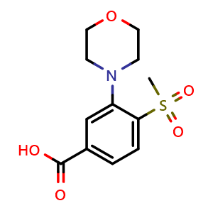 Chemical structure of 4-(Methylsulfonyl)-3-morpholinobenzoic acid , CAS 1197193-19-3, AChemBlock U140381