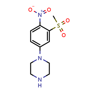 Chemical structure of N-(3-Methylsulphonyl-4-nitrophenyl)piperazine , CAS 1197193-08-0, AChemBlock U140387