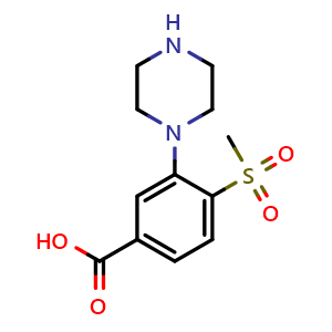 Chemical structure of 4-(Methylsulfonyl)-3-piperazinobenzoic acid , CAS 1197193-03-5, AChemBlock U140390